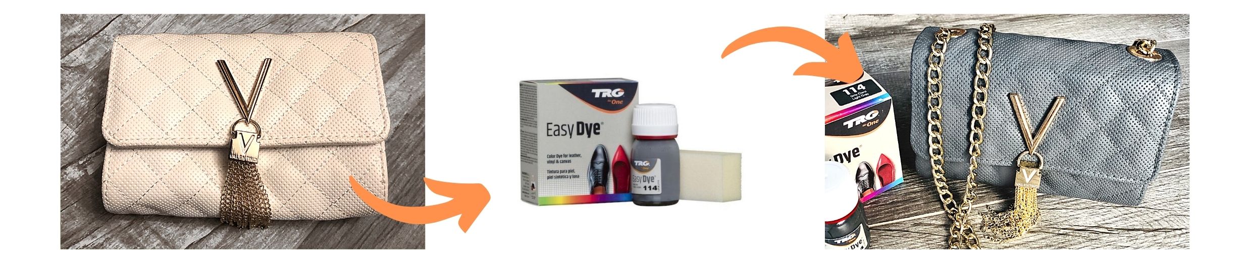 Barvy na kůži Easy Dye barvení kůže kožené kabelky přebarvení změna barvy nabarvení šedá barva Easy Dye light gray 114